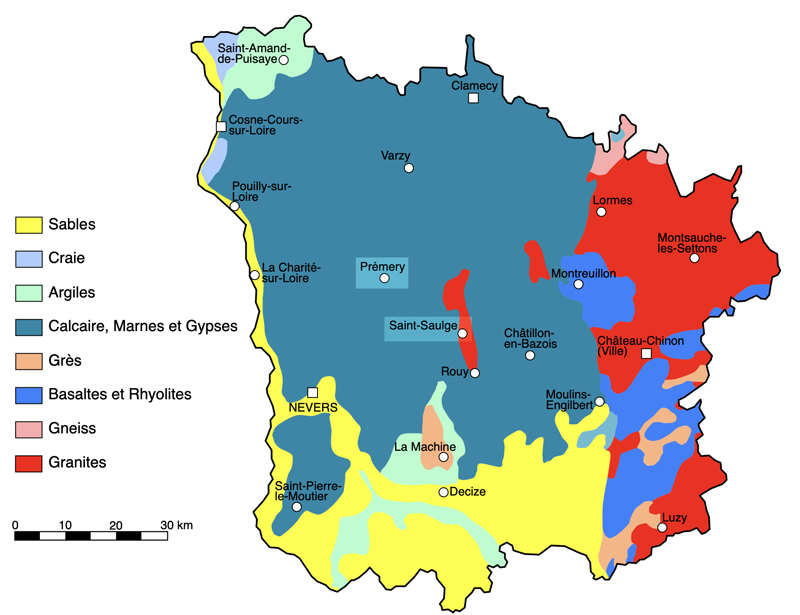 Carte géologique de la Nièvre